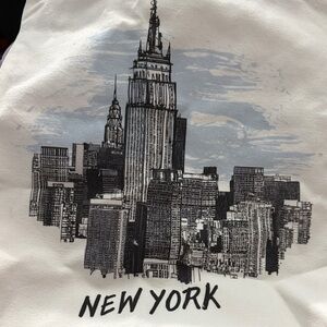 New York Skyline Graphic Tote - Black and Light Blue Print